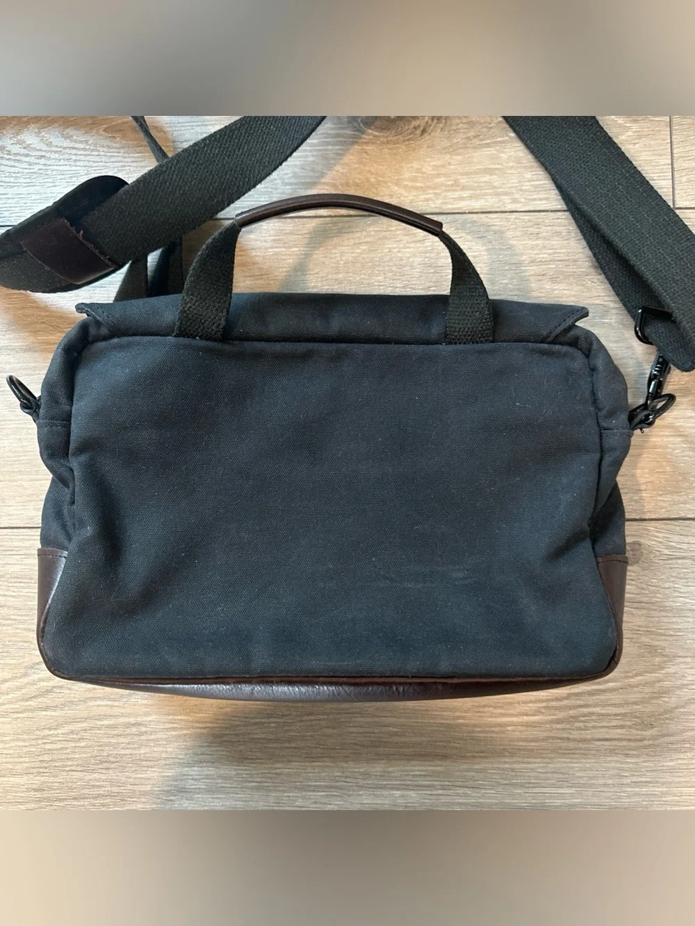 NutSac Magsatch 11 Messenger Bag Waxed Canvas Black Brown Leather Made In USA